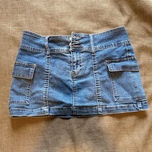 Cargo Blue Denim Mini Skirt